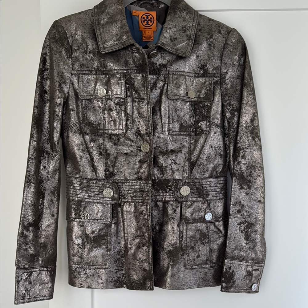 Tory Burch Metallic leather Jacket